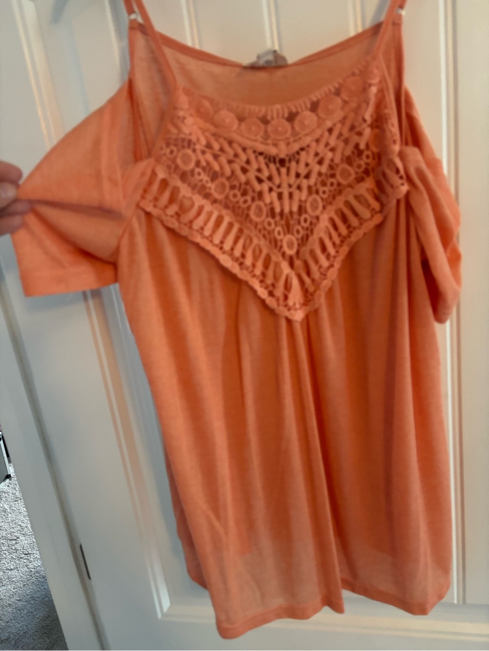 BiBi Peach Crochet Yoke Cold-Shoulder Camisole